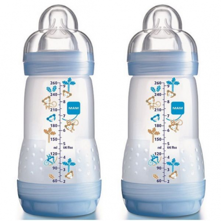Lot de 2 biberons MAM anti-colique 260ml Bleu