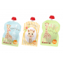 Pack de 3 gourdes Squiz Sophie la Girafe + 1 embout en silicone