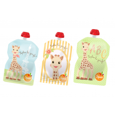 Pack de 3 gourdes Squiz Sophie la Girafe + 1 Squiz'Top