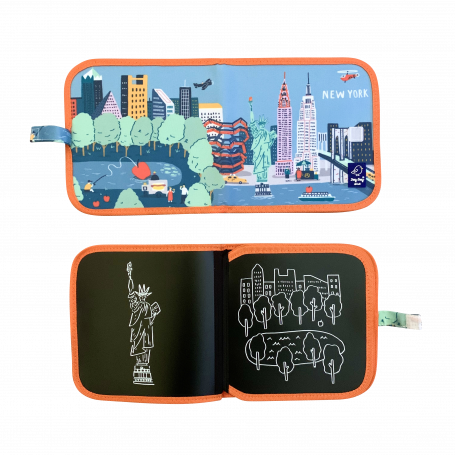 Cahier à craies Cities of Wonder New York Jaq Jaq Bird 8 pages réutilisables