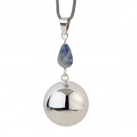Bola de grossesse Argent brillant avec pierre bleu-gris VO207