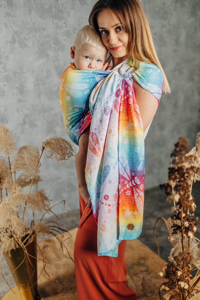 Lennylamb Sac à cordon en coton tissu jacquard DragonFly Rainbow