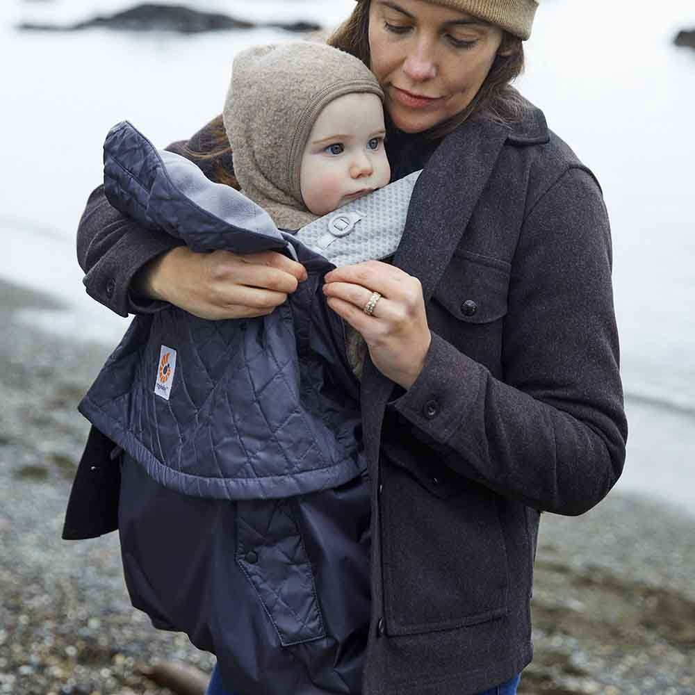 Porte Bébé Couverture - Coupe vent Imperméable Hiver Encapuchonné