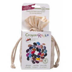 Sachet de 32 Crayon Rocks dans son sachet de transport en coton écru