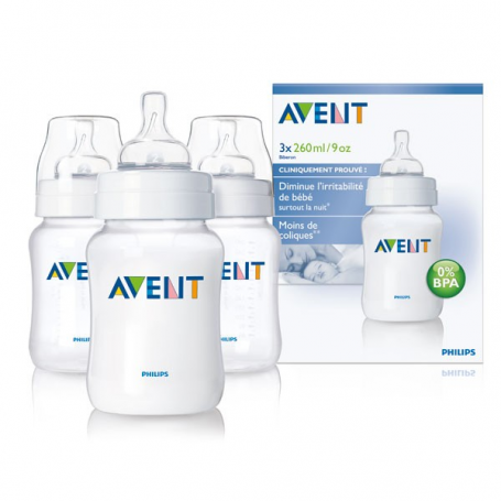 Lot de 3 biberons Classic 260ml Philips AVENT (Sans BPA) - Definitive  Philips AVENT SCF683/37 - Bébéluga