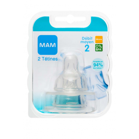 Lot de 2 tétines MAM débit 2 (moyen)