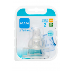 Lot de 2 tétines MAM débit 2 (moyen)