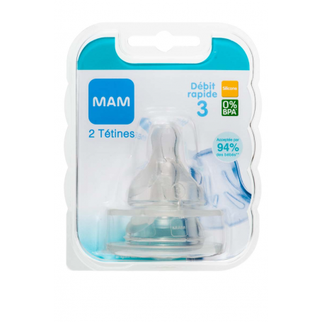 Lot de 2 tétines MAM débit 3 (rapide)