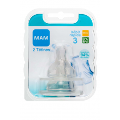 Lot de 2 tétines MAM débit 3 (rapide)
