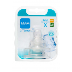 Lot de 2 tétines MAM débit X (liquide épais)