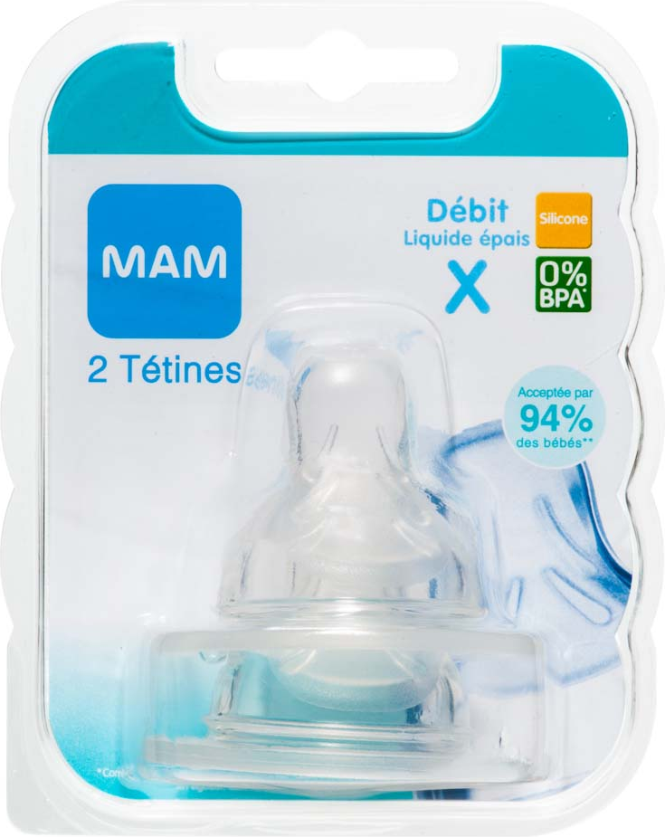 Biberons & Tétines: MAM Tetine Silk Débit X Liquide Epais 6m+ Boite de 2