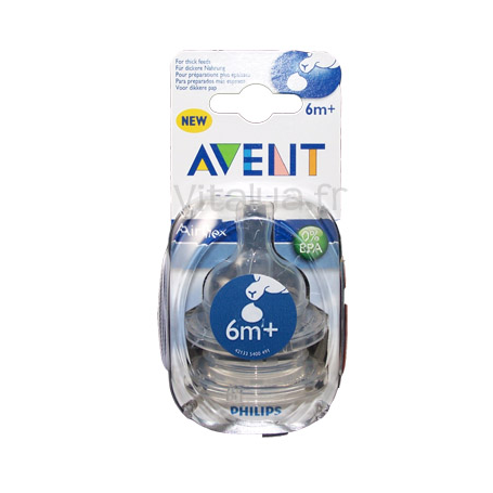 Lot de 2 tétines Classic 6 mois+ (débit variable) Philips AVENT