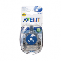 Lot de 2 tétines Classic 6 mois+ (débit variable) Philips AVENT
