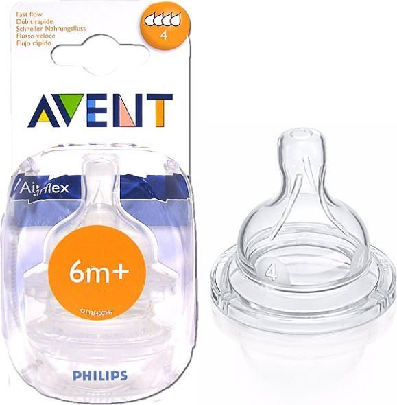 Lot de 2 tétines Classic 6 mois+ (débit rapide) Philips AVENT