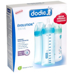 Coffret Dodie 3 biberons Evolution 330ml Lagoon