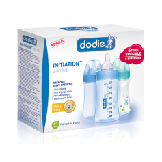 Coffret Dodie 3 biberons Initiation 240ml Bleu