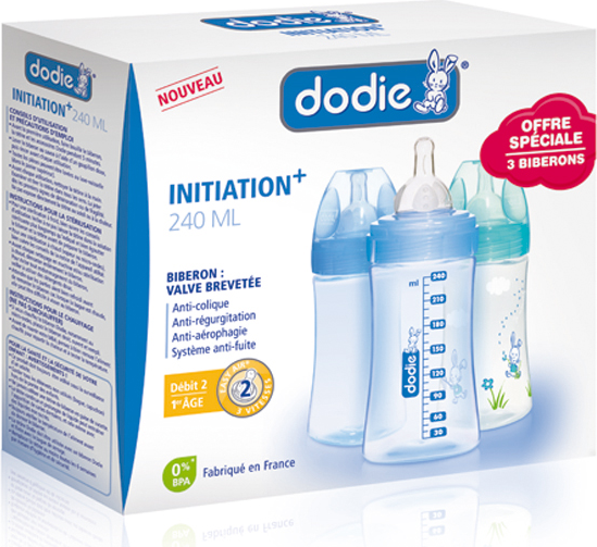 Dodie Biberon Itinitation+ Bleu 240ml pas cher