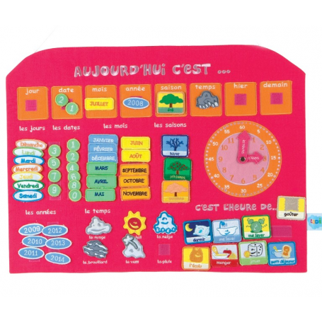 Panneau Calendrier "Horloge rose"