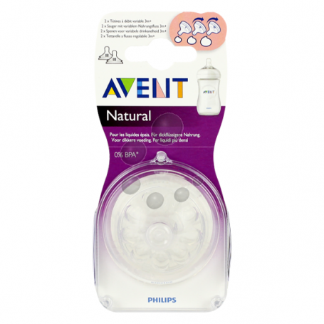 Tétines Philips Avent Natural 3m+ débit variable