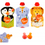 Pack de 3 gourdes Squiz réutilisables + 2 embouts en silicone