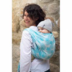 Echarpe de portage Jacquard Labyrinthe Turquoise de Neobulle