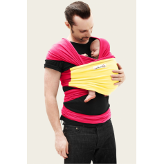 Écharpe de portage JPMBB Originale Fuschia, poche Citron