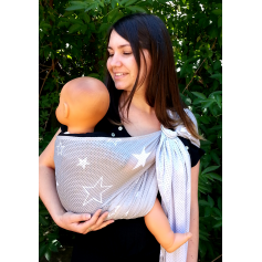 Porte-bébé sling Sukkiri Gris avec étoiles blanches