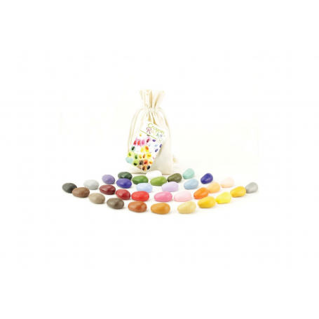 Sachet de 32 Crayon Rocks dans son sachet de transport en coton écru