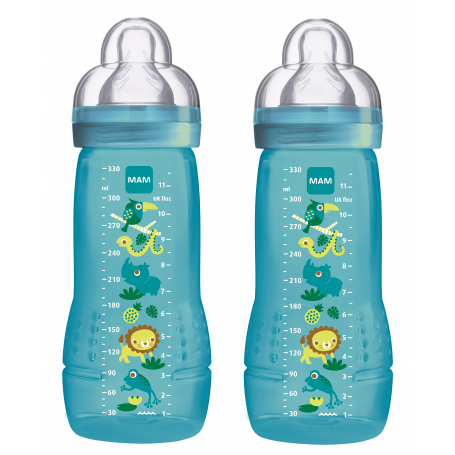 Lot de 2 biberons MAM 330ml Bleu (6m+)
