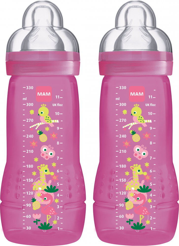 Lot de 2 biberons MAM 330ml Rose (6m+) - Definitive MAM MAM795 - Bébéluga