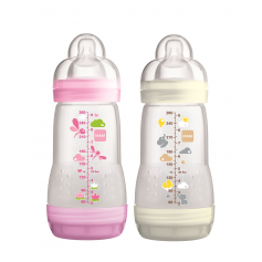 Lot de 2 biberons MAM anti-colique 260ml Rose et Blanc